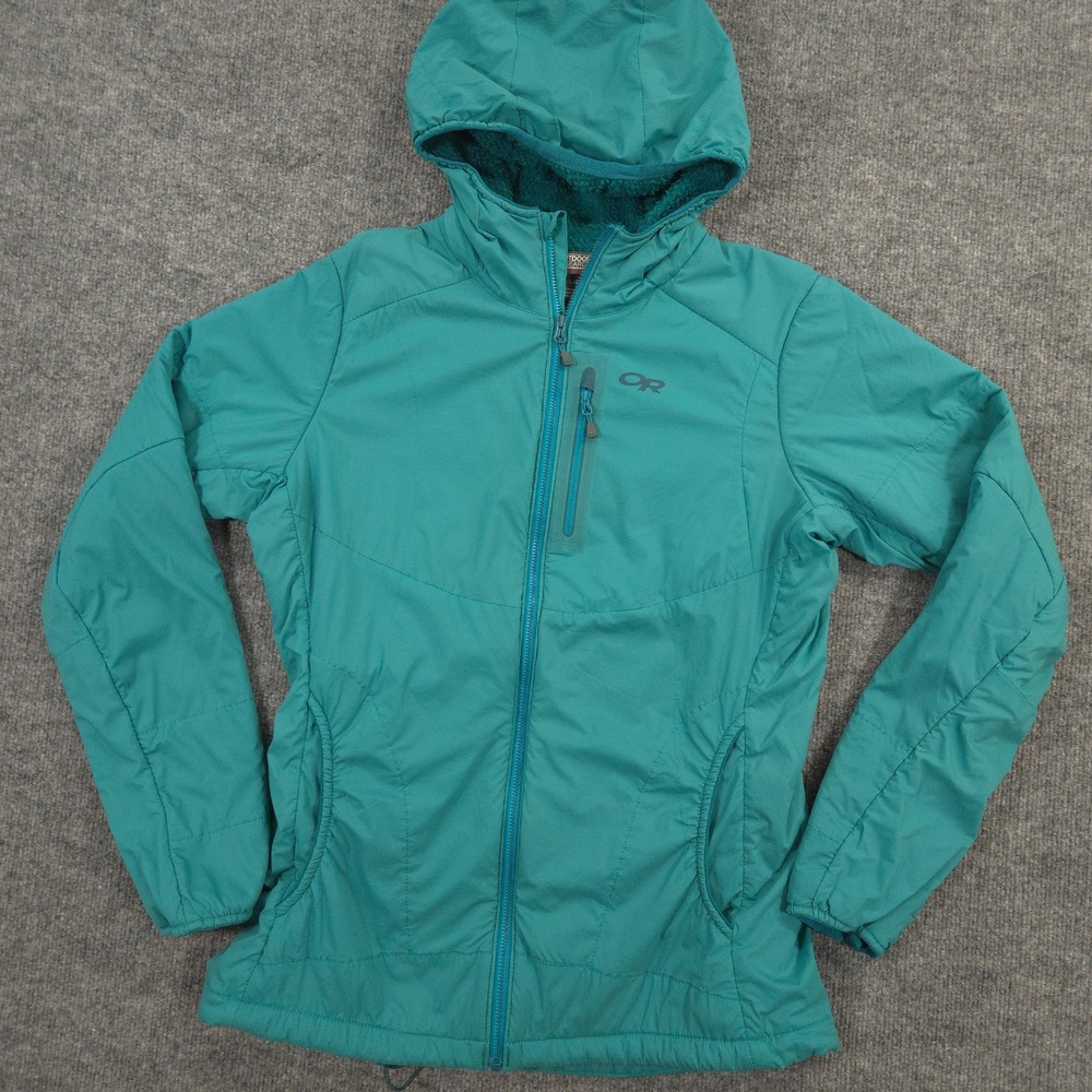 Outdoor Research Ascendant Hoody Jacket Womens L Teal Pertex Microlight Fleece